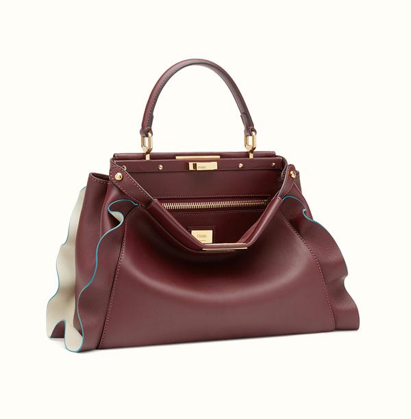 新作【フェンディ コピー FENDI】フリル Wave Regular Peekaboo Burgundy 8BN290I8MF06MQ